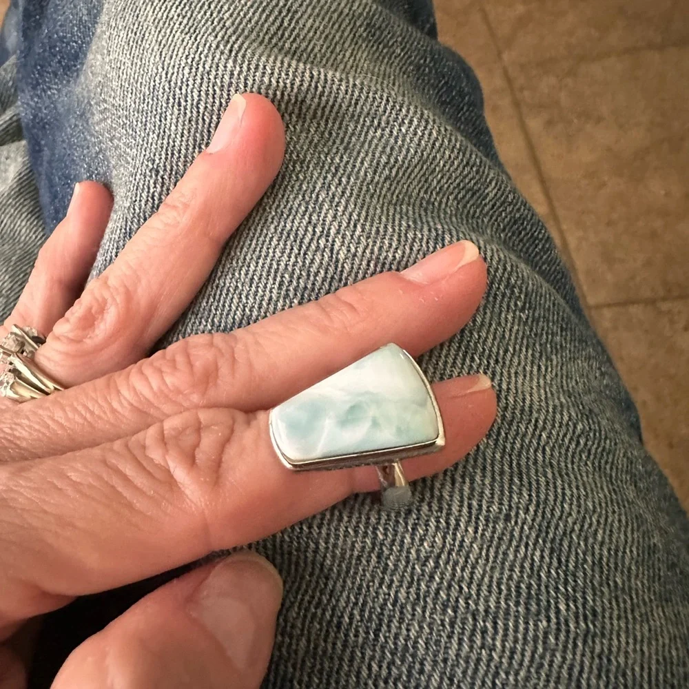 Dune Jewelry Larimar Ring sz6 Sterling Silver - Picture 5 of 8